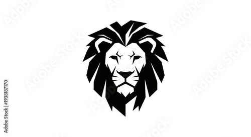 Black and white lion face logo.