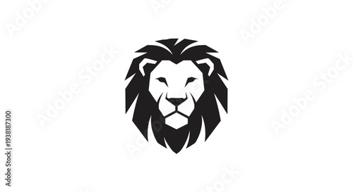 Black and White Lion Head Illustration.
