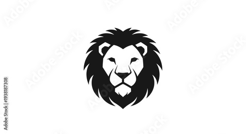 Black and White Lion Head Illustration.
