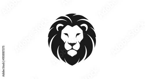 Black and white lion head logo.