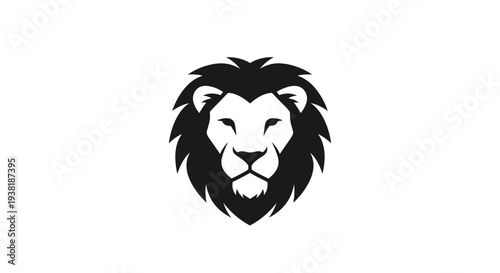 Black and White Lion Head Illustration.