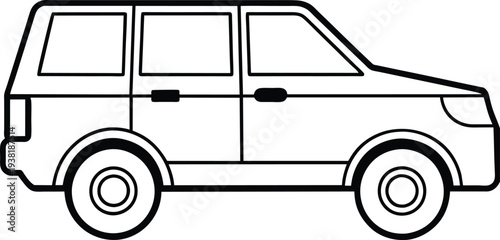 Simple Line Art Icon of an SUV Car for Transportation and Travel Themes