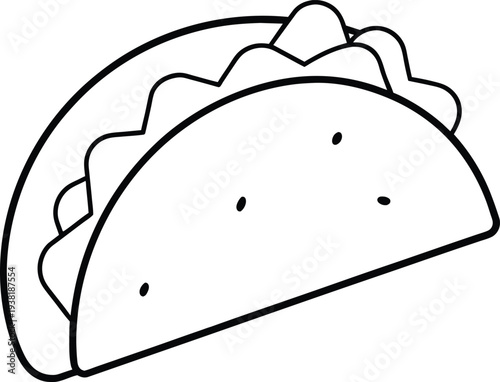 Simple Taco Illustration Outline Icon Food Vector Graphic