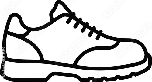 Work / Safety Sneaker Black Outline Icon – Editable Stroke Flat Vector Work Shoe Line Symbol for Web & App UI