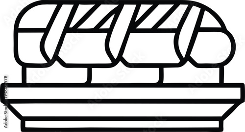 Hot Dog Illustration Line Art Food Icon
