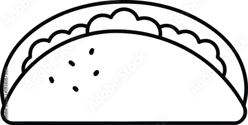 Taco Line Art Illustration Mexican Food Design
