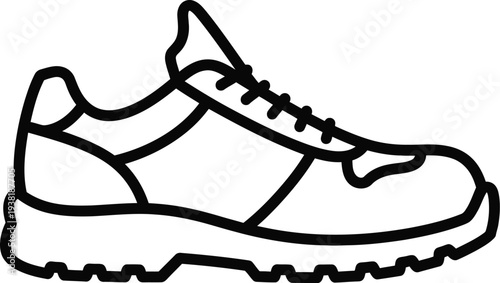 Work / Safety Sneaker Black Outline Icon – Editable Stroke Flat Vector Work Shoe Line Symbol for Web & App UI
