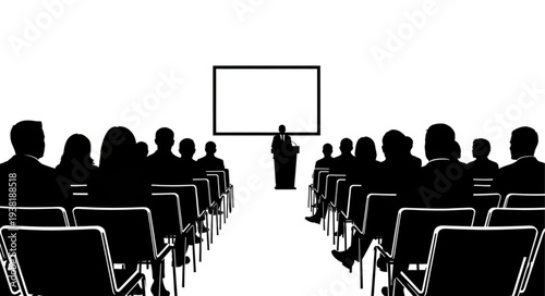 Silhouette of People in Lecture Hall.