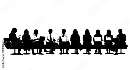 Silhouette of People at Meeting.