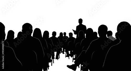 Silhouette of People Listening Speaker.
