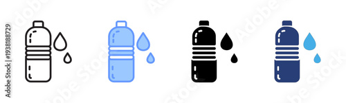 Water Bottle icon set multiple style collection