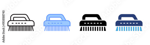 Cleaning Brush icon set multiple style collection