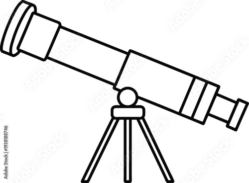 Telescope Line Art Astronomy Observation Vector