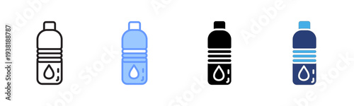 Water Bottle icon set multiple style collection