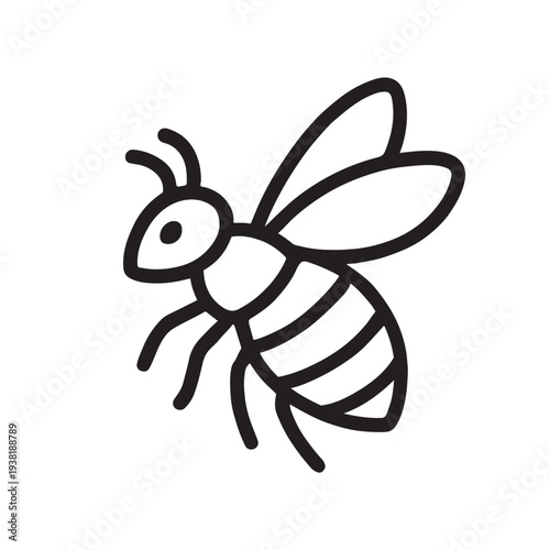 Honey Bee Line Icon Insect Outline Nature Vector Illustration