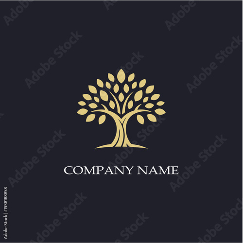 Elegant Gold Tree Icon Illustration