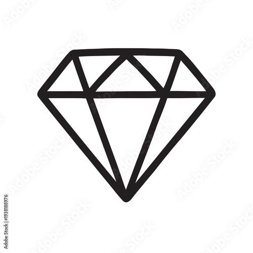 Diamond Gemstone Outline Icon Luxury Jewel Vector Illustration Design Symbol