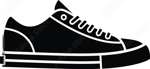 Canvas Sneaker Black Solid Glyph Icon – Flat Vector Canvas Shoe Silhouette for Sports, Fashion & UI Design