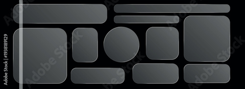 Geometric elements with liquid glass morphism. Frames in the style of liquid glass. Transparent rectangle