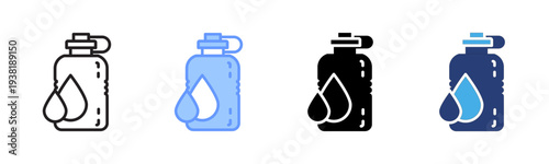 Water Bottle icon set multiple style collection