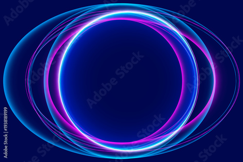 Abstract circular background, glowing border, vector illustration.