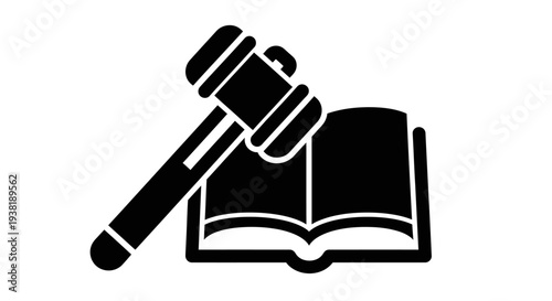 Gavel and open law book icon.