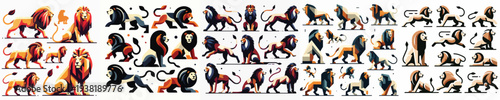 vector set image of a lion king