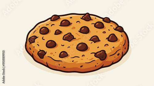 Delicious Chocolate Chip Cookie Illustration.