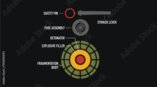 Diagram of a Fragmentation Grenade Components and Function.