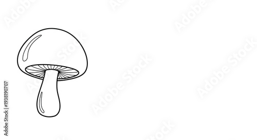 Simple line drawing of a mushroom with detailed cap