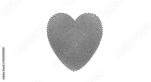 Unique heart shaped fingerprint for identity and love concepts