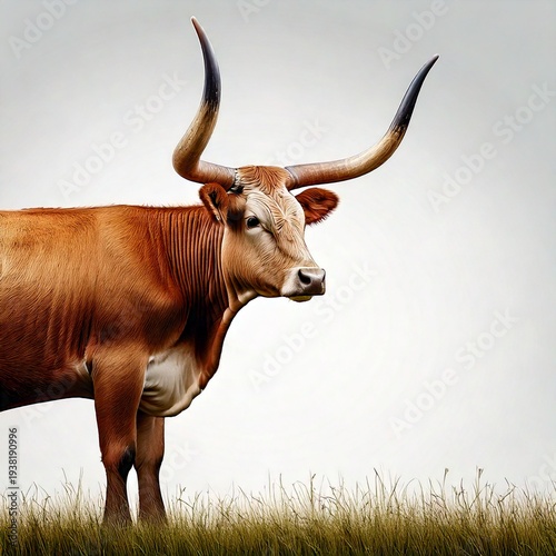 Cattle. Horned cow. On a white background