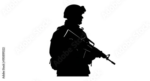 Silhouette of Soldier with Rifle.