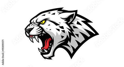 Aggressive Cartoon Leopard Head Illustration.