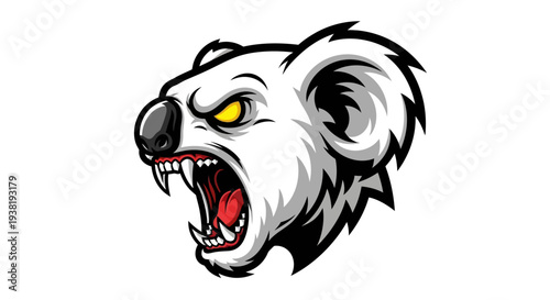 Aggressive Polar Bear Head Illustration.