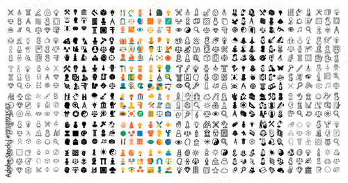 Miscellaneous icons with briefcase gear globe colorful