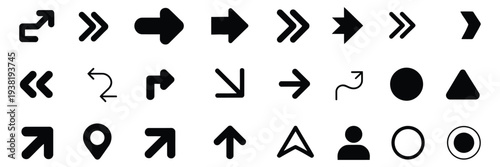 list symbols and bullet points illustration, various geometric icon set for design projects, vector elements for infographics, charts, and presentations, decorative emblem for rank title award certifi