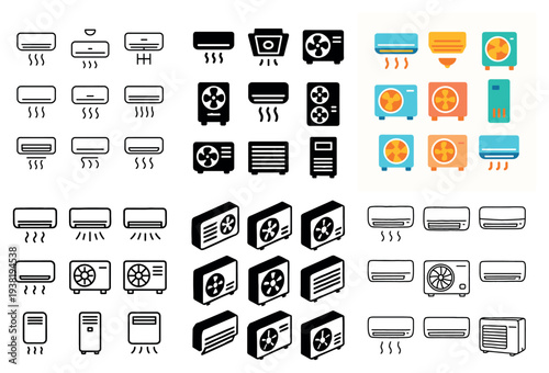 Climate icons with air unit fan minimal