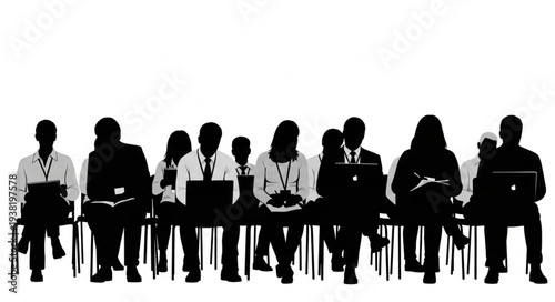 Silhouetted Business Professionals in Meeting.