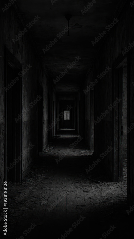 Obraz premium Dark eerie abandoned hallway mystery mobile wallpaper