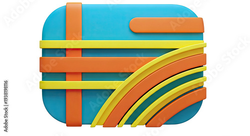 Abstract geometric design with woven bands and curves