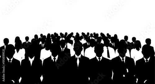 Silhouetted Businessmen Standing in Formation.