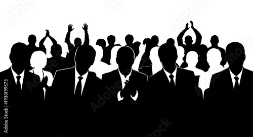 Silhouetted Businessmen Standing Together.