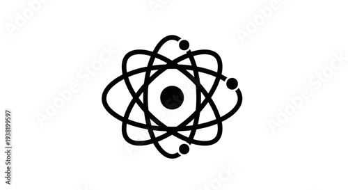 Atomic structure illustration representing scientific concepts on a white background without commas