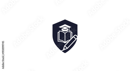Educational emblem showcasing scholarly pursuit, knowledge, and creative writing, design