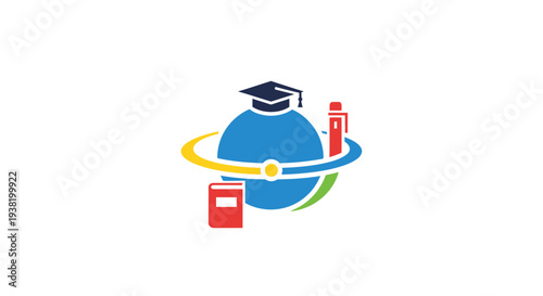 Global education emblem: Symbol of knowledge, learning, and international studies design