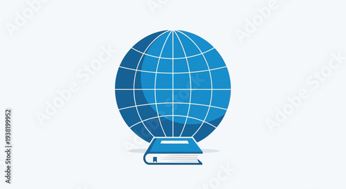 Global knowledge and education illustrated with a blue world globe and a book design
