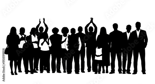 Silhouetted Business Team Celebrating Success Together.