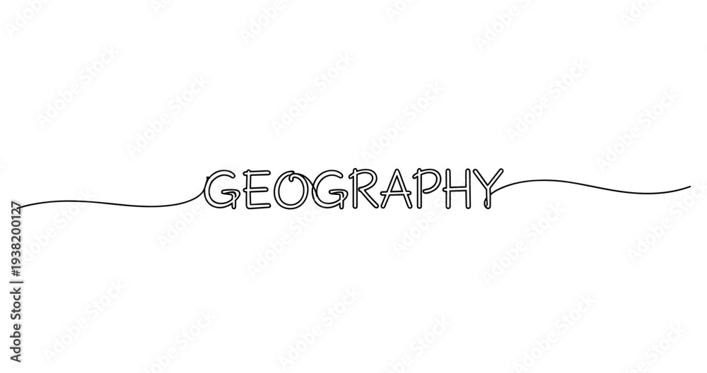 Fototapeta premium Artistic continuous line drawing of the word geography with simple design. No editable strokes