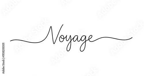 Elegant calligraphy script word voyage on white background. No editable strokes